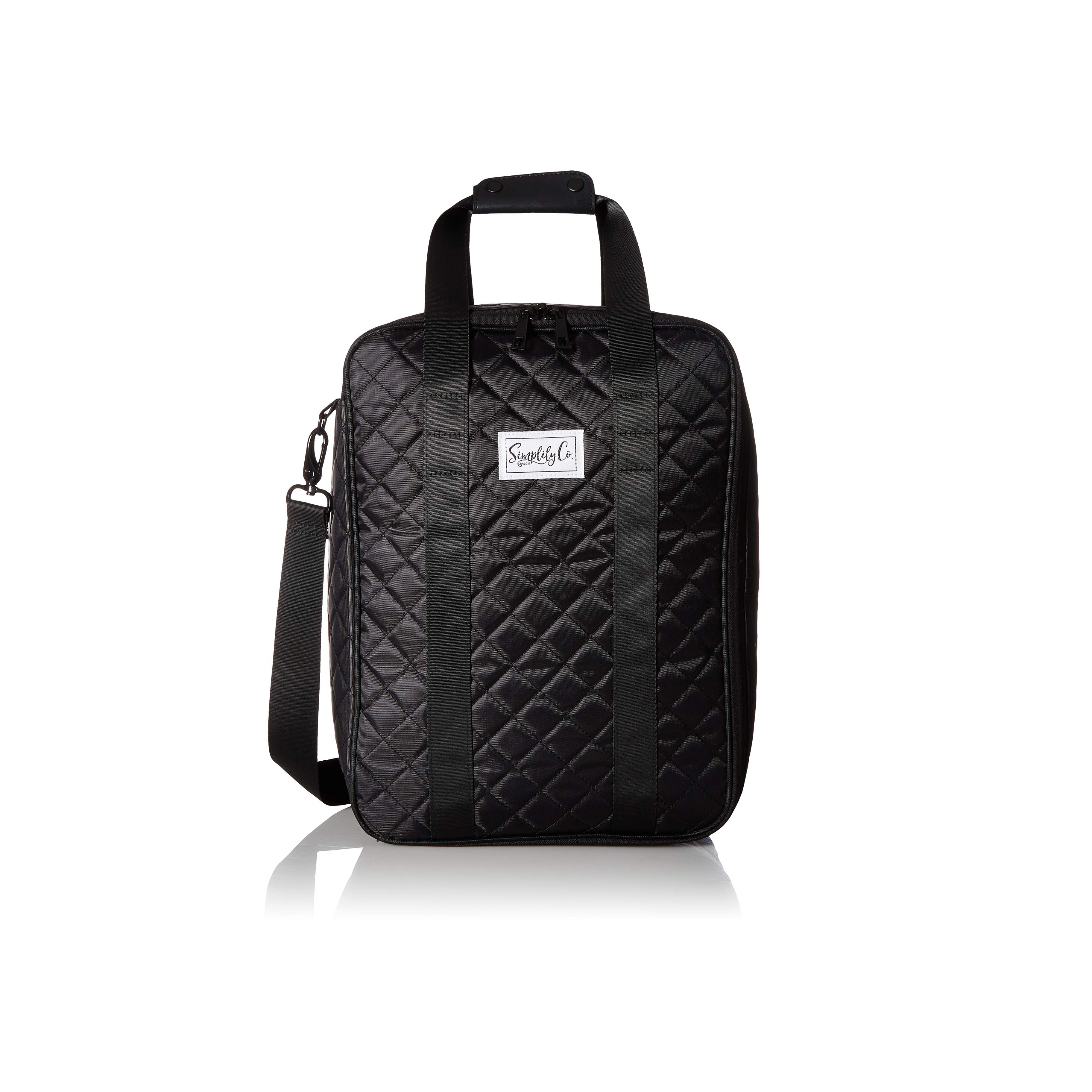 Simplily Co. Carry-on Underseat Shoulder Bag | Black Quilted